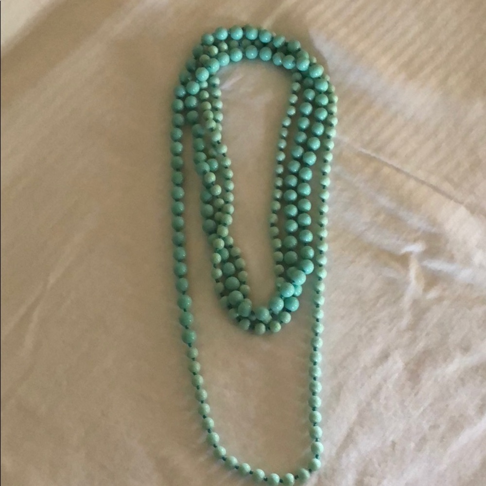 Long teal necklace